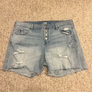 Old Navy Denim Jean Cut Off Shorts Size 14 Button Fly 5" Inseam Women's Blue